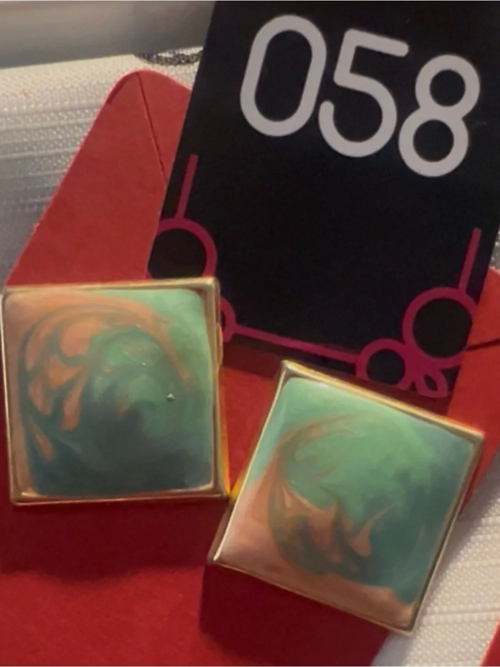 Vintage Enamel Swirl Earrings Square
